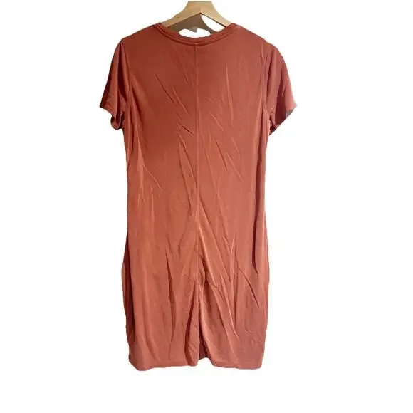 Abercrombie Fitch Women Large Tall Pink Orange Shirt Dress Short - Picture 2 of 4